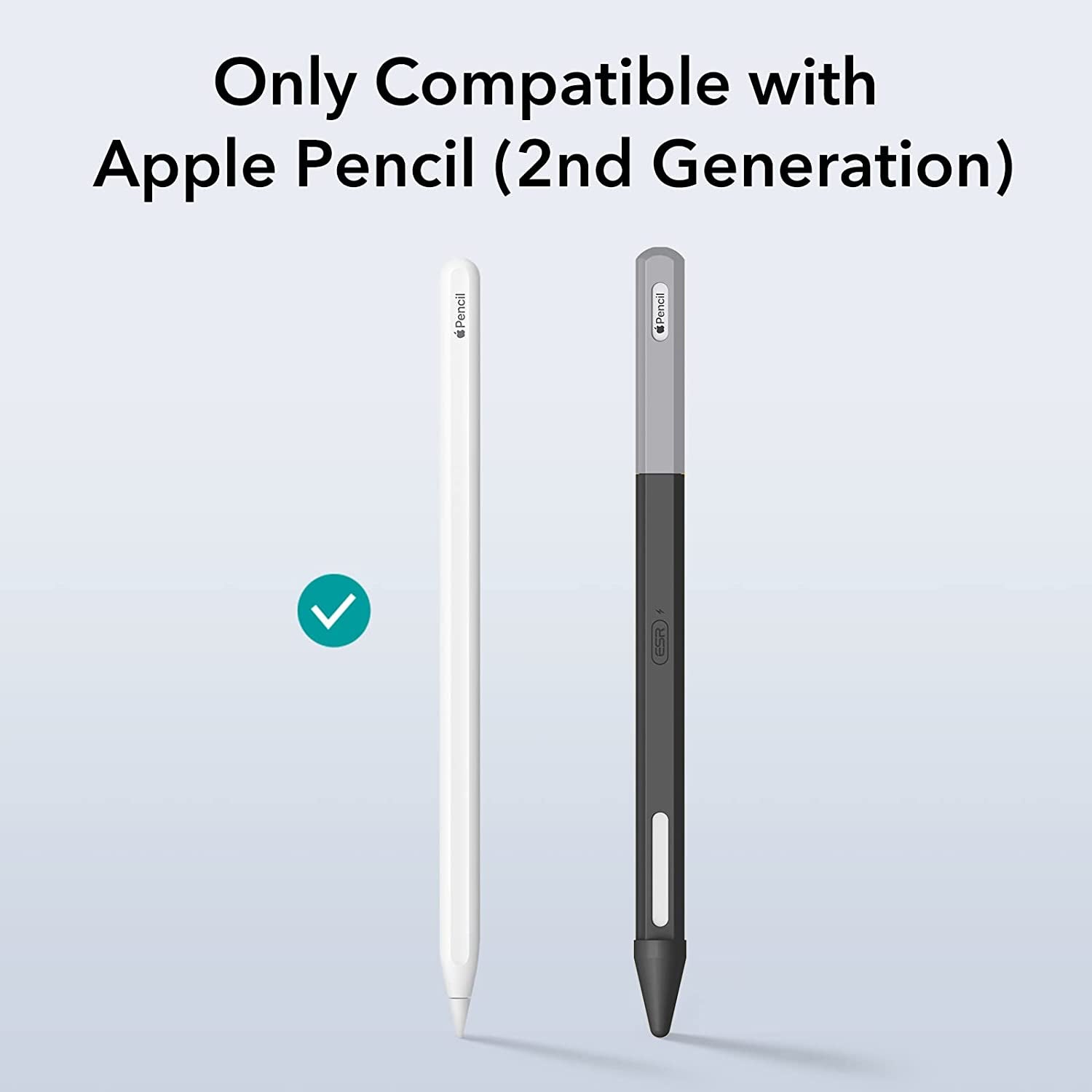 ESR Apple Pencil Case Compatible with Apple Pencil 2Nd Generation, Durable Silicone Sleeve, Compatible with Magnetic Charging, Ultra Lightweight Apple Pencil Cover, Black  Electronic Silk Road Corp   