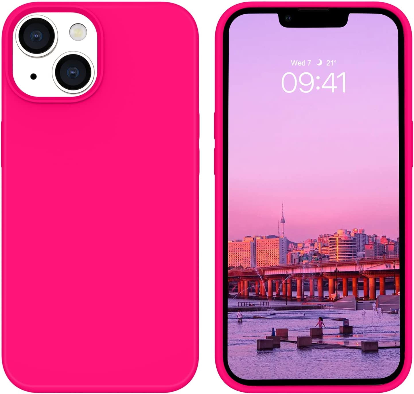 BENTOBEN Compatible with Iphone 14 Case, Liquid Silicone Gel Rubber Bumper Microfiber Lining Hard Back Shockproof Protective Phone Cover for Iphone 14 6.1", Matcha Green  BENTOBEN T025-Hot Pink  