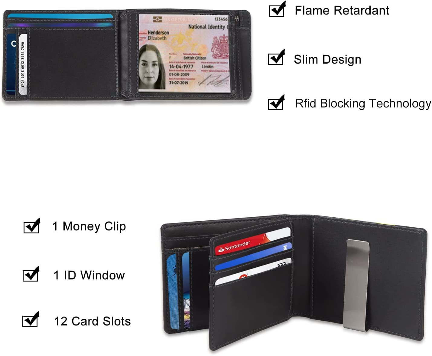 ARCTOTTI Airtag Wallet for Men with Money Clip Security Rfid Blocking Attach Flip Slots, Supper Durable Firefighter Nomex Fabric, Protection Card Design, Id Window Credit Card Holder with Gift Box  ARCTOTTI   