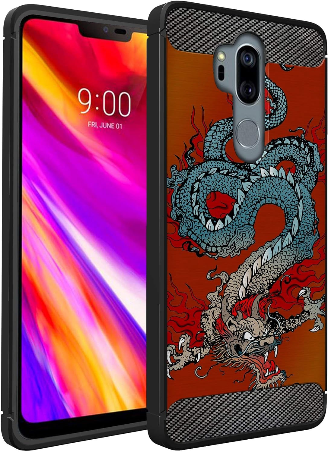 Casesondeck Case Compatible with [LG G7 / LG G7 Thinq] Pictorial Patterned TPU Design Case Flexible Slim and Elegant (Cobra Tiger)  CasesonDeck Tattoo Dragon  