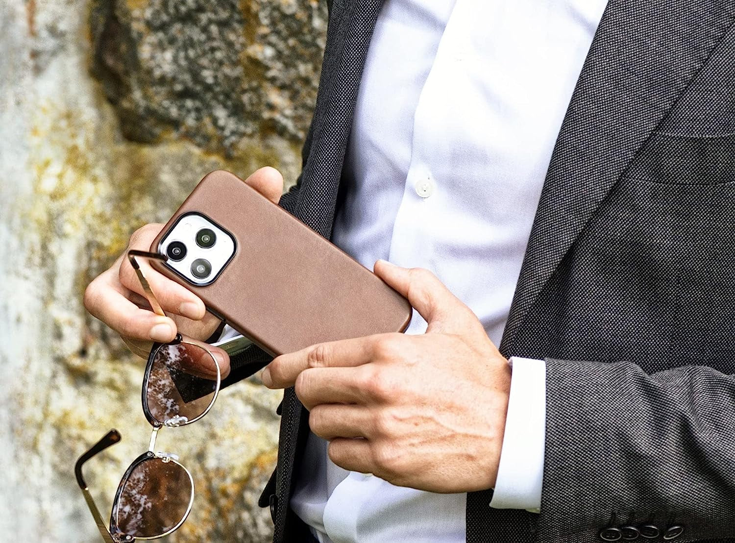 Axess Wallets Iphone Leather Case, Compatible with Magsafe and Wireless Chargers, Premium Quality Italian Leather with Anti-Scratch and Shockproof Frame (Iphone 13 Pro, Cognac)  Axess Wallets   