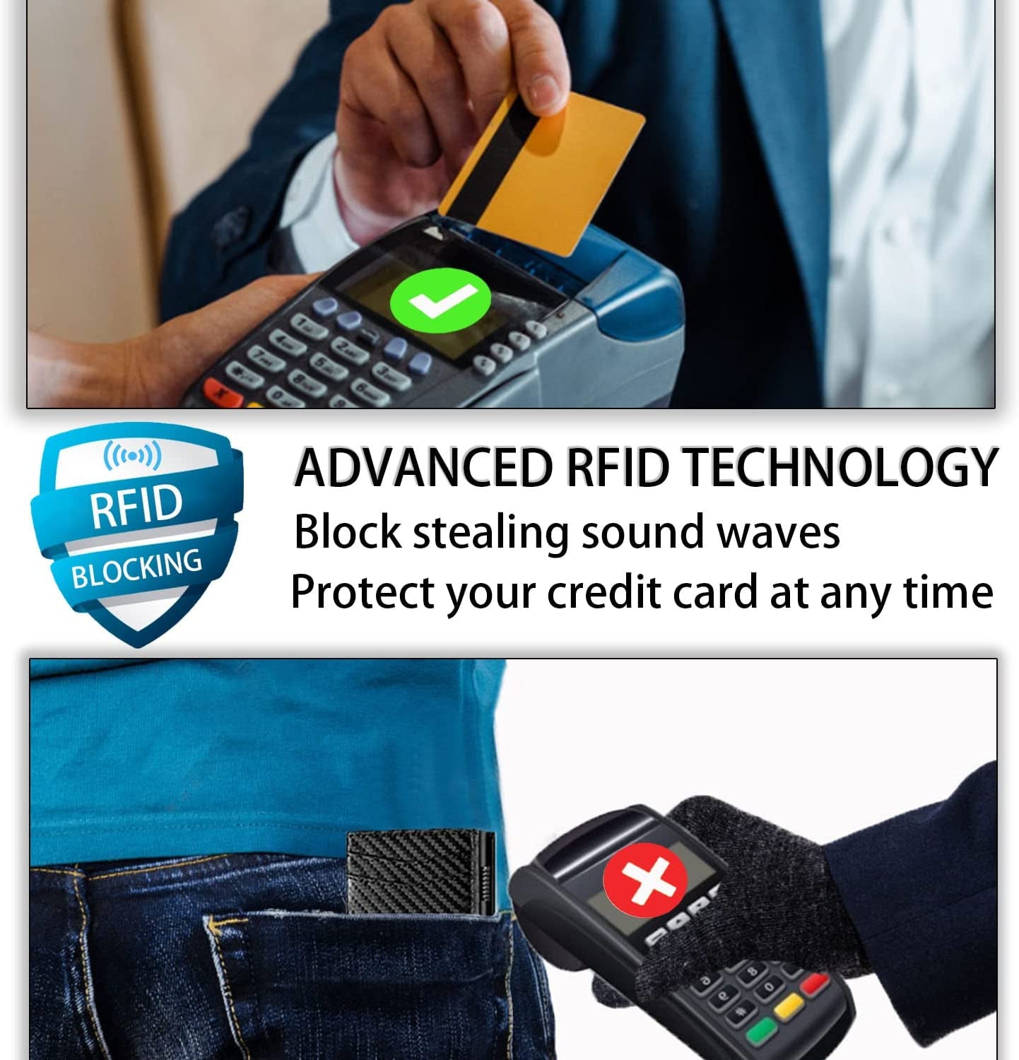 Airtag Wallet Pop up Smart Wallet with Front Pocket RFID Blocking Credit Card Holder with Money Clip Slim Trackable Wallet for Men (Carbon Fiber Leather)  CJGMT   