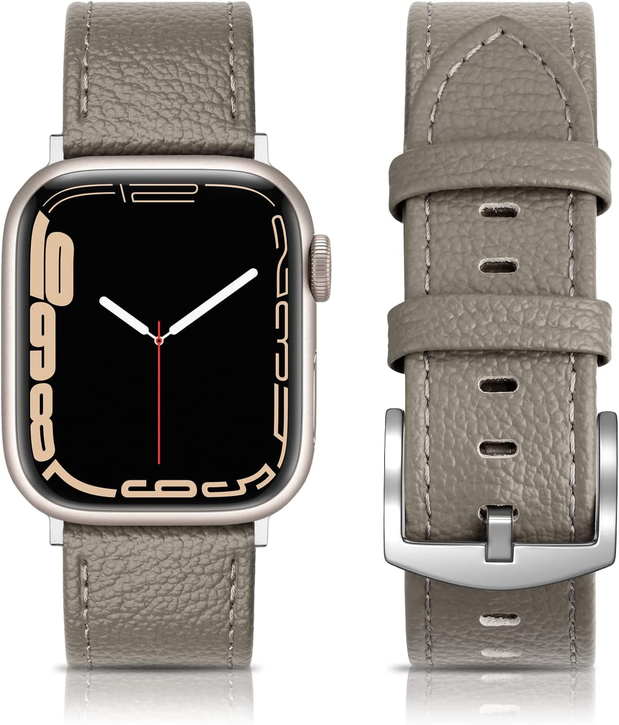 EDIMENS Leather Bands Compatible with Apple Watch 45Mm 42Mm 44Mm Band Men Women, Vintage Genuine Leather Wristband Replacement Band Compatible for Apple Watch Iwatch Series 8 7 6 5 4 3 2 1, SE Sports Retro Walnut  EDIMENS Lichee Gray  