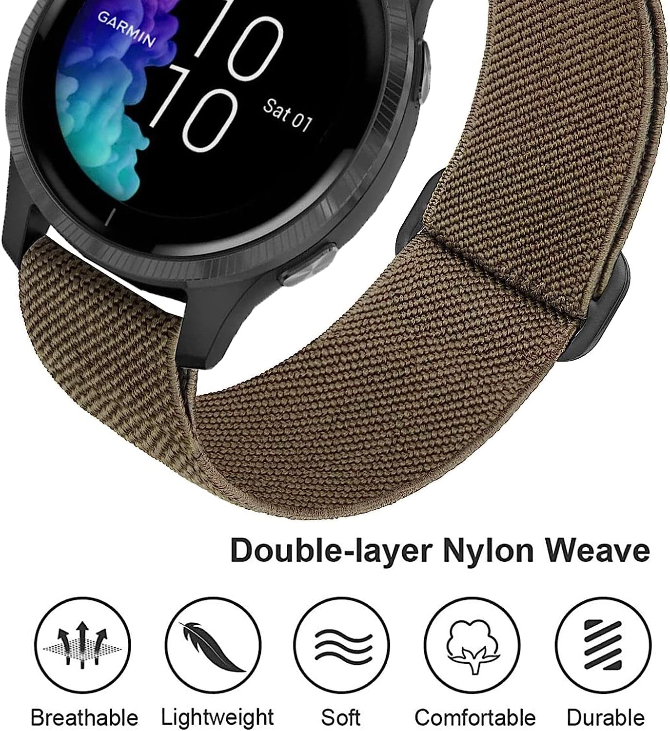 GARTOO Elastic Bands for Garmin Venu/Sq/Sq 2/Forerunner 245/645 Music Watch Bands, 20Mm Nylon Sport Wristband for Garmin Vivomove Hr/Sport,Vivoactive 3 Men Women (Black+Green+Gray)  GARTOO   