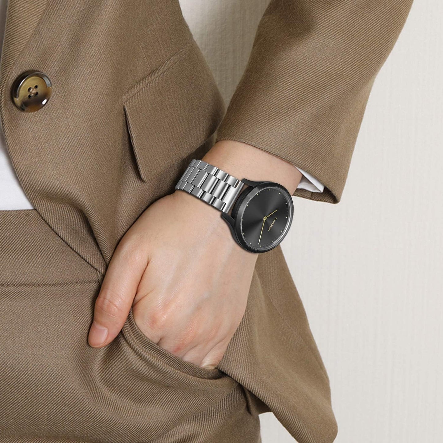 Fintie Compatible with Garmin Vivoactive 3 /Vivoactive 3 Music / Venu Sq / Venu 2 plus Watch Band, Samsung Galaxy Watch 42Mm/Galaxy Watch 3 41Mm/Galaxy Watch Active 2 40Mm/44Mm, 20Mm Solid Stainless Steel Bands  FINTIE   