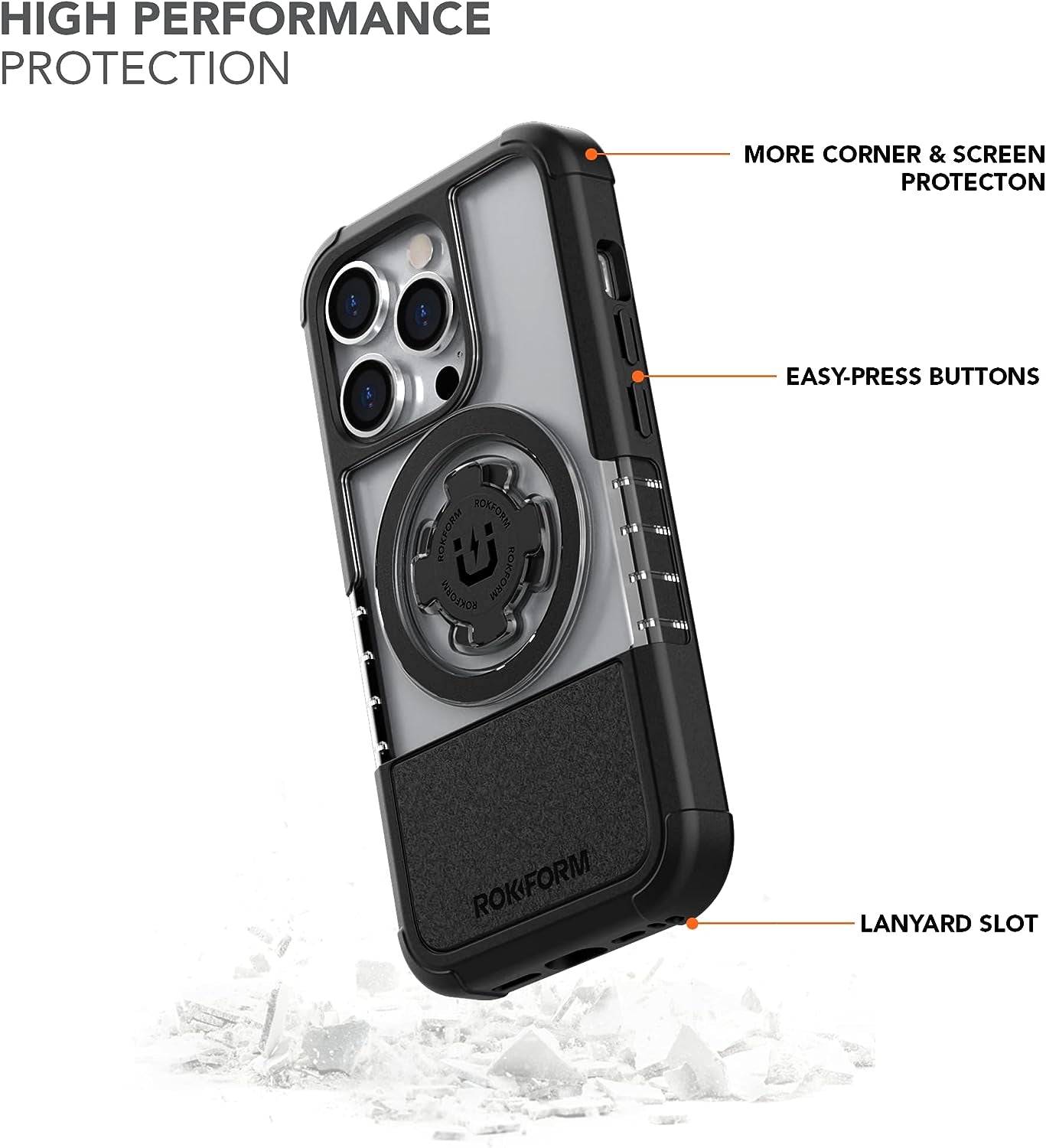 Rokform - Iphone 14 Pro Case, Crystal Series, Dual Magnet + Magsafe Compatible, Clear Apple Case, Iphone Cover with Roklock Twist Lock, Slim Magnetic Drop Tested Armor (Clear)  Rokform   