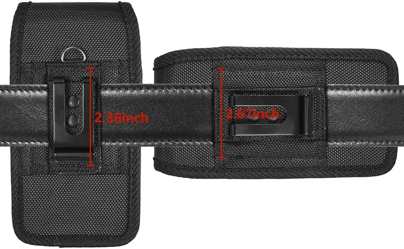 AISCELL Rugged Black Canvas Nylon Pouch Carrying Case Metal Belt Clip Holster for Oneplus Nord N30 5G, Nord N300 5G, 11,10T 5G,10 Pro,Nord N20 5G,Nord N200,Oneplus 9 (Fit Protective Case Cover On)  AISCELL   