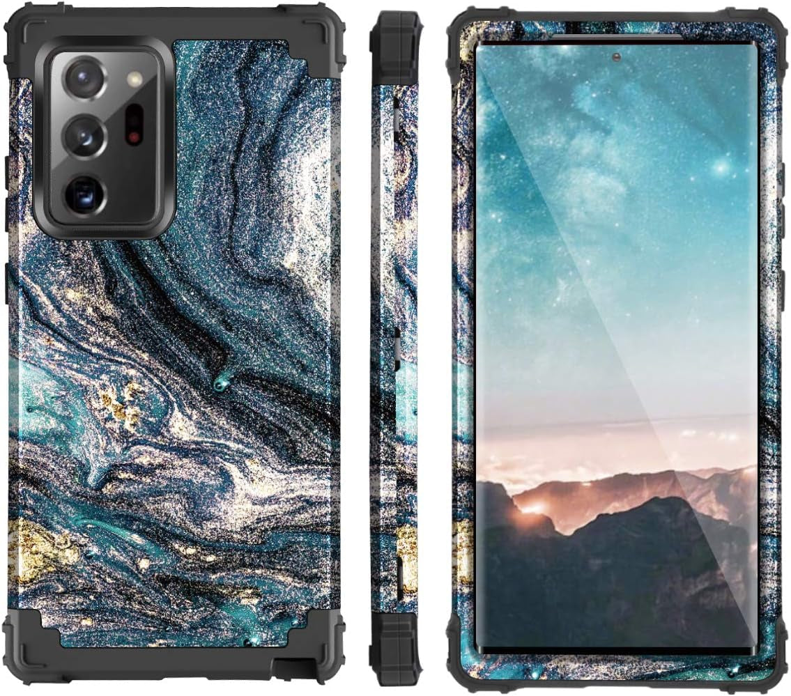 Samsung Galaxy Note 20 Ultra Case,Casewind Galaxy Note 20 Ultra Case Ｍarble 3 in 1 Hybrid Hard PC Soft Silicone Shockproof Anti-Scratch Rugged Bumper Protective Case Cover for Samsung Note 20 Ultra  Casewind   
