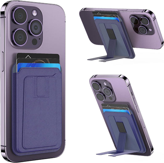 GANSBOL Magnetic Card Wallet Holder for Apple Magsafe,2-In-1 Leather Magsafe Wallet Stand for Iphone 12/13/14 Series,Magsafe Wallet for Back of Iphone,Fit 3-4 Cards,Light Purple  GANSBOL   