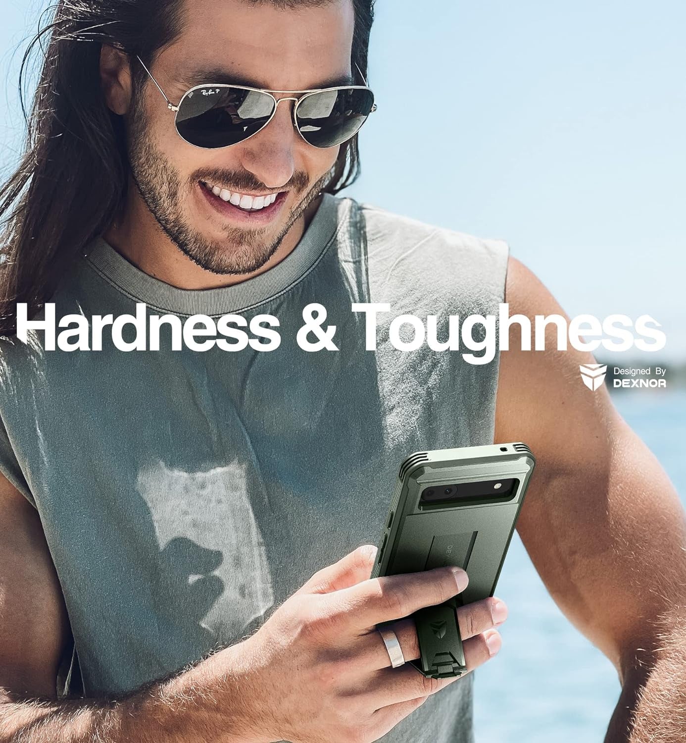 Dexnor Full Body Case for Google Pixel 6A, [Built in Screen Protector and Kickstand] Heavy Duty Military Grade Protection Shockproof Protective Cover for Google Pixel 6A (Military Green)  Dexnor   