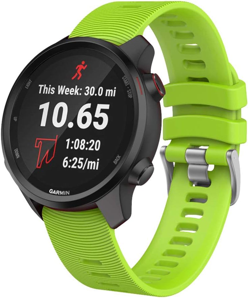 ISABAKE Watch Band for Garmin Forerunner 245 / 245 Music/ Forerunner 645 / 645 Music,Compatible with Garmin Vivoactive 3 /Venu Sq/Vivomove Hr，20Mm Soft Silicone Replacement Wristbands (Purple)  ISABAKE Lime  