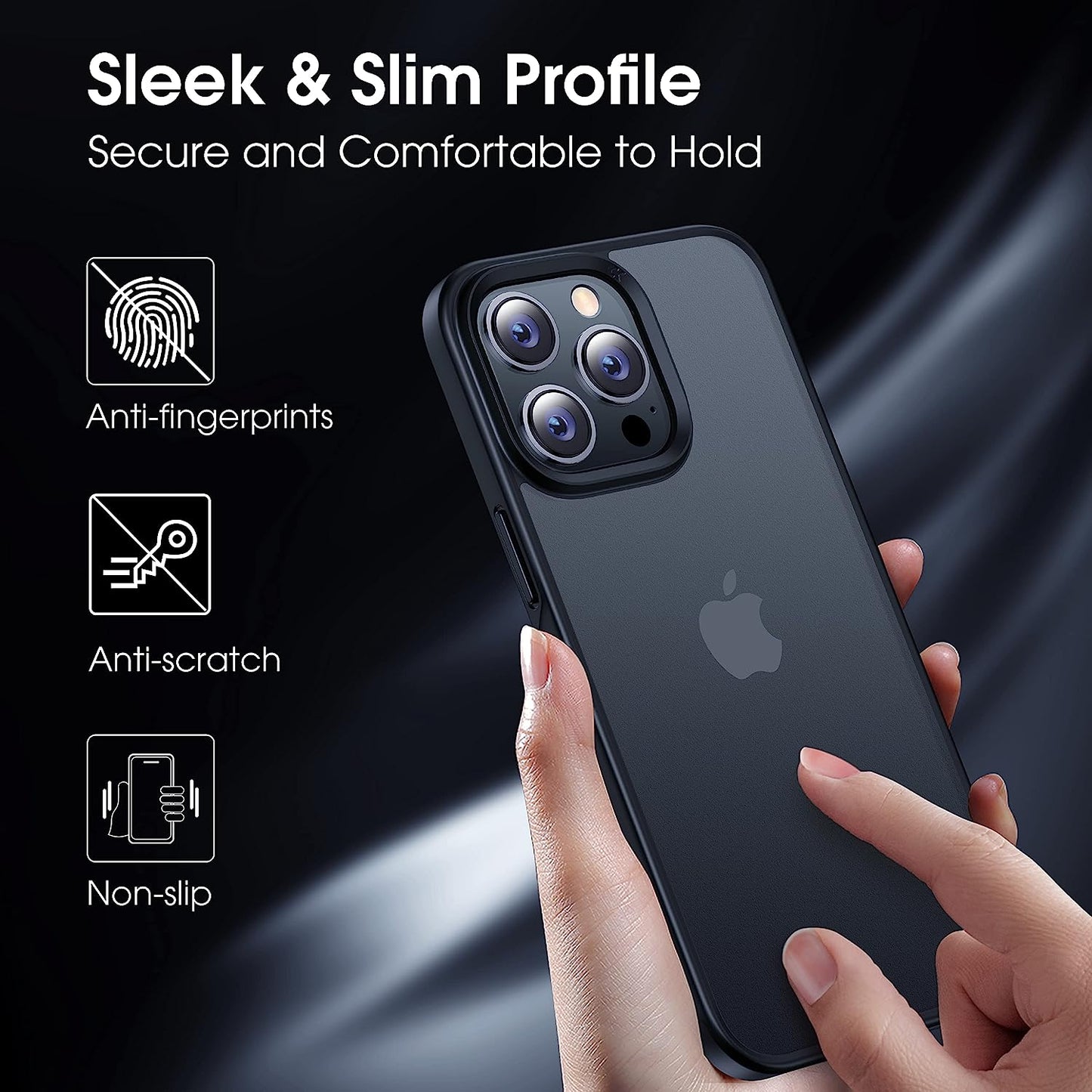 CASEKOO [SGS Tested] Newly Matte Shockproof Iphone 14 Pro Case [10FT Mil-Grade Protection] Anti-Fingerprints & Anti-Scratch Durable Translucent Back Anti-Slip Frame Iphone 14 Pro Phone Case, Black  CASEKOO   
