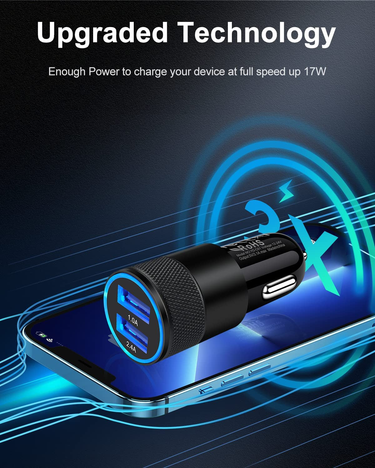 Car Charger, [2Pack/3.4A] Fast Charge Dual Port USB Cargador Carro Lighter Adapter for Iphone 14 13 12 11 Pro Max X XR XS 8 plus 6S, Ipad, Samsung Galaxy S22 S21 S10 plus S7 J7 S10E S9 Note 8, LG, GPS  Shenzhen Chuangqingchun Technology co. ltd   