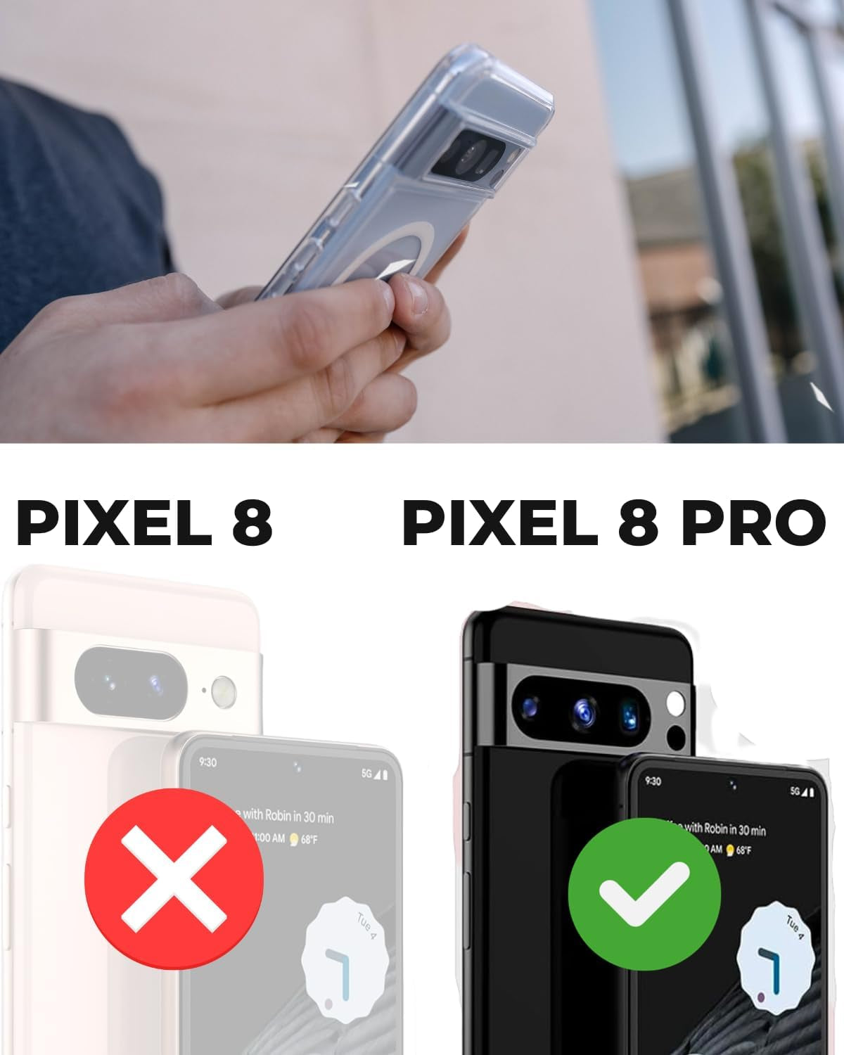 Caseborne Compatible with Google Pixel 8 Pro Case - [5-In-1] Ultra Clear Hybrid [Anti-Yellowing], Magnetic Compatible, with Screen Protector and Cameras Shield - Crystal Clear  Caseborne   