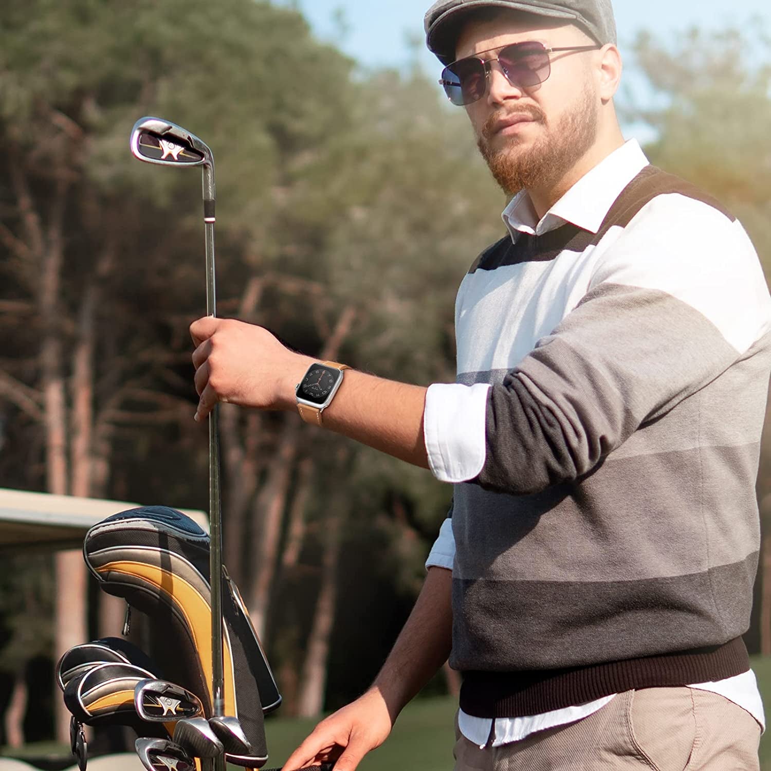 MARGE plus Compatible with Apple Watch Band Series SE 8 7 6 5 4 3 2 1 Ultra 49Mm 45Mm 41Mm 44Mm 40Mm 42Mm 38Mm, Genuine Leather Replacement Band for Iwatch, Leather Apple Watch Strap for Women & Men Brown  MARGE PLUS   