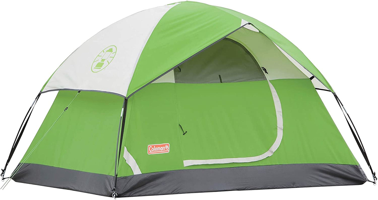 Coleman Sundome Camping Tent, 2/3/4/6 Person Dome Tent with Easy Setup, Included Rainfly and Weathertec Floor to Block Out Water, 2 Windows and 1 Ground Vent for Air Flow with Charging E-Port Flap  The Coleman Company, Inc. Palm Green 2 Person 