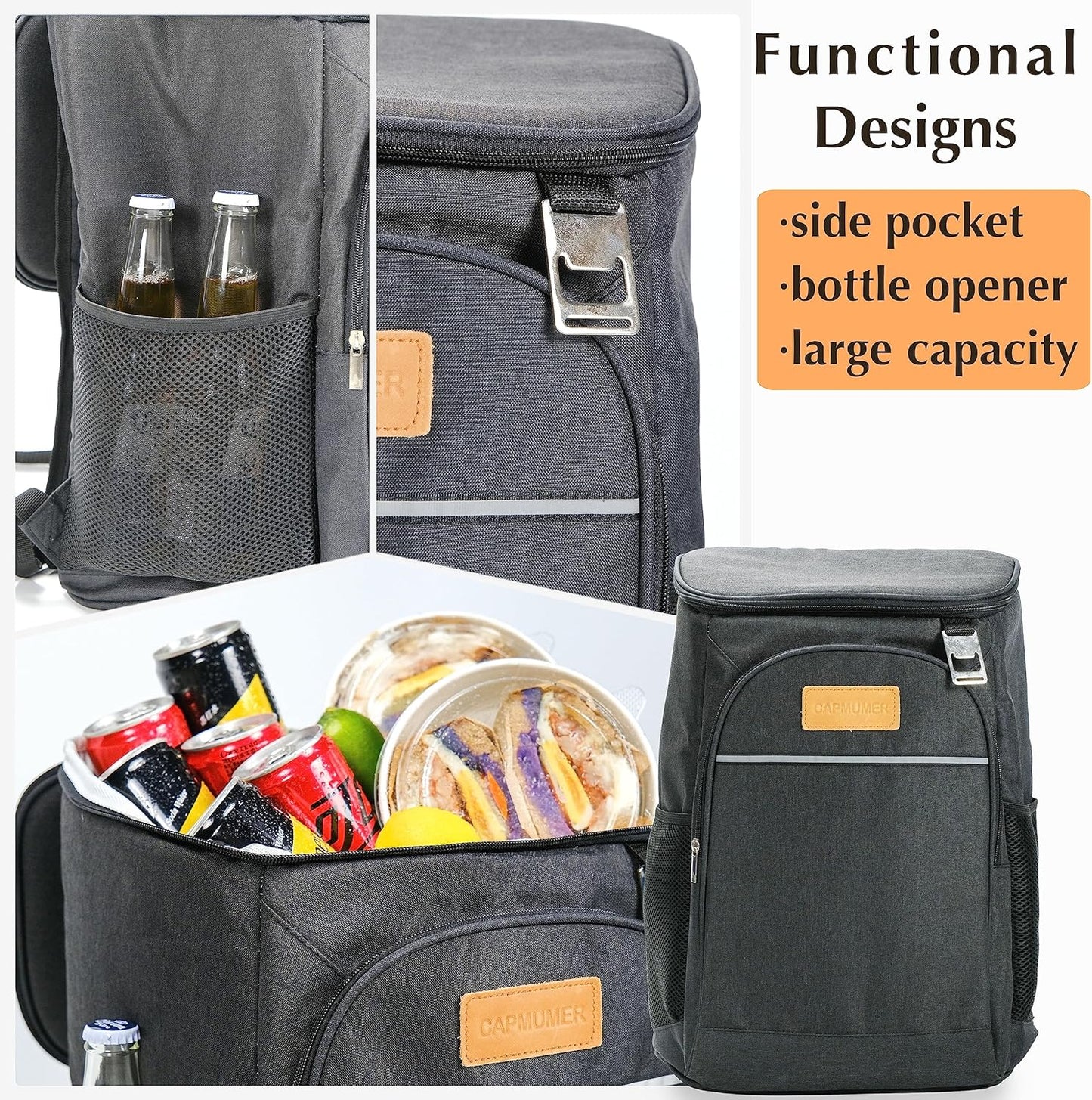 CAPMUMER Large Capacity Cooler Backpack 48 Cans Waterproof Leakproof Insulated Lightweight Backpack Cooler  CAPMUMER   