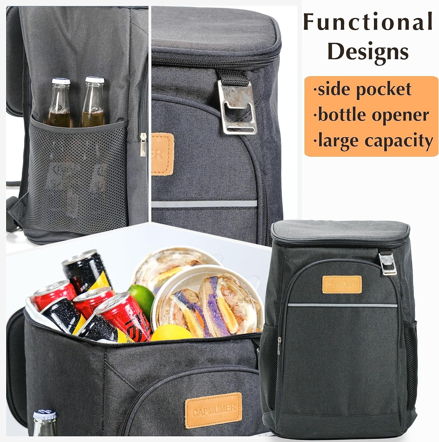 CAPMUMER Large Capacity Cooler Backpack 48 Cans Waterproof Leakproof Insulated Lightweight Backpack Cooler  CAPMUMER   