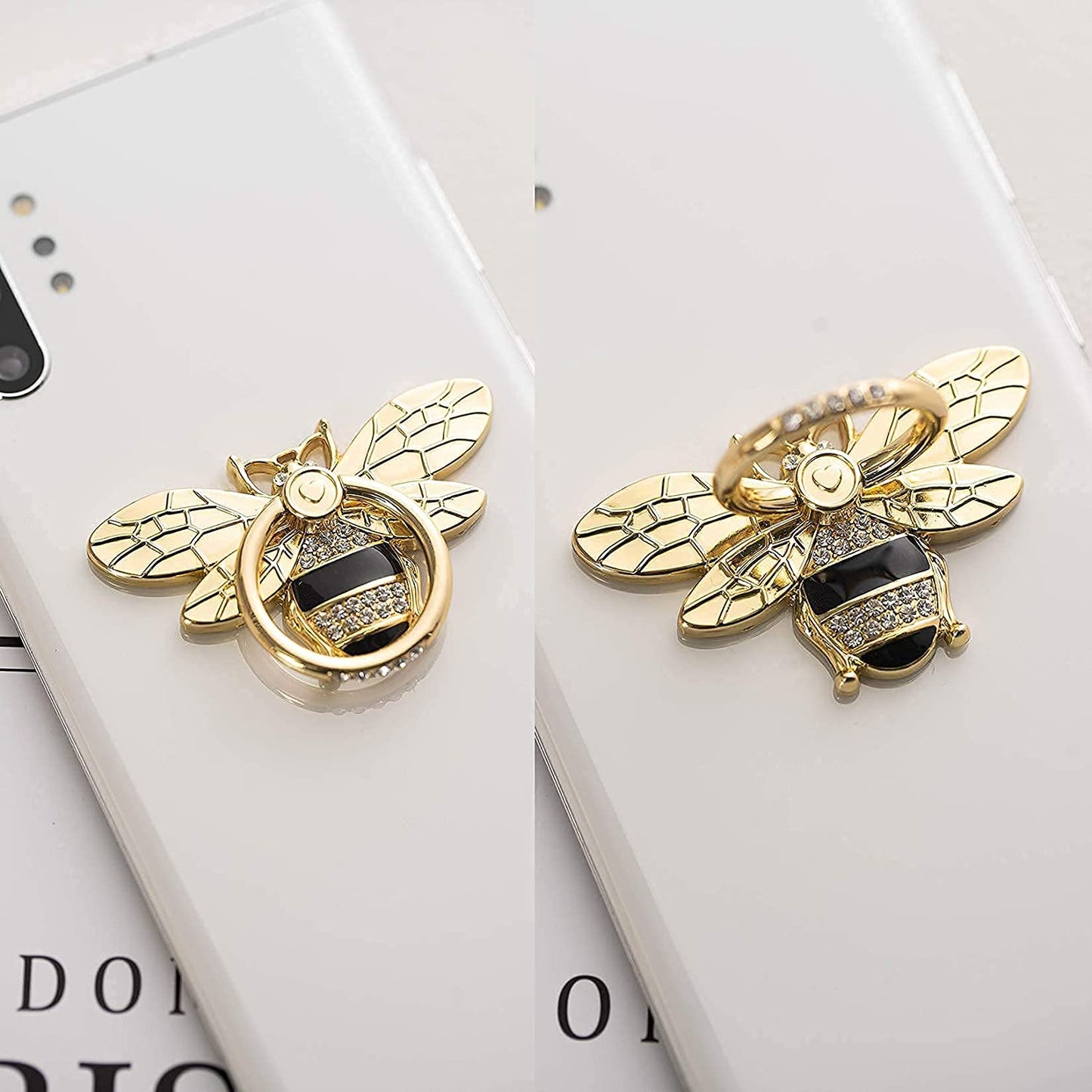 Phone Ring Holder with Crystal, Allengel Bee Phone Ring Grip Finger Kickstand, Gold Black  Allengel   