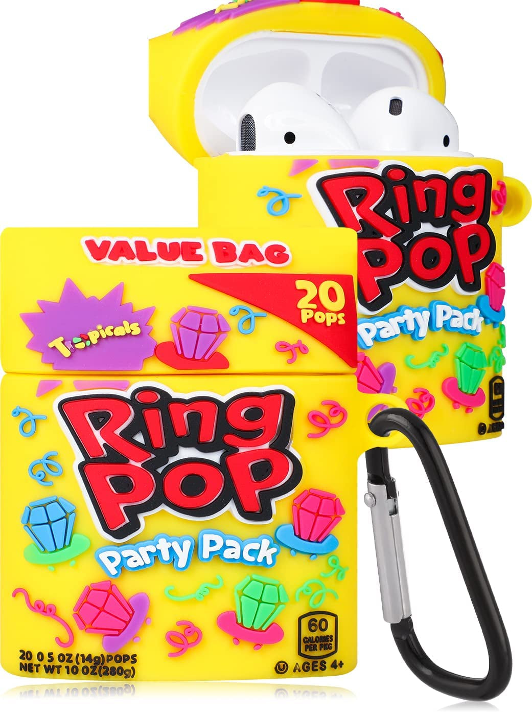 Oqplog for Airpod 2/1 Case Food Design Cover for Airpods Silicone Cases Air Pods Cute Funny Cartoon 3D Kawaii Fun Soft Designer Unique Fashion Cool Pretty for Girls Boys Teen Girly (Smart Popcorn)  guangjianheni Yellow Ring Candy  