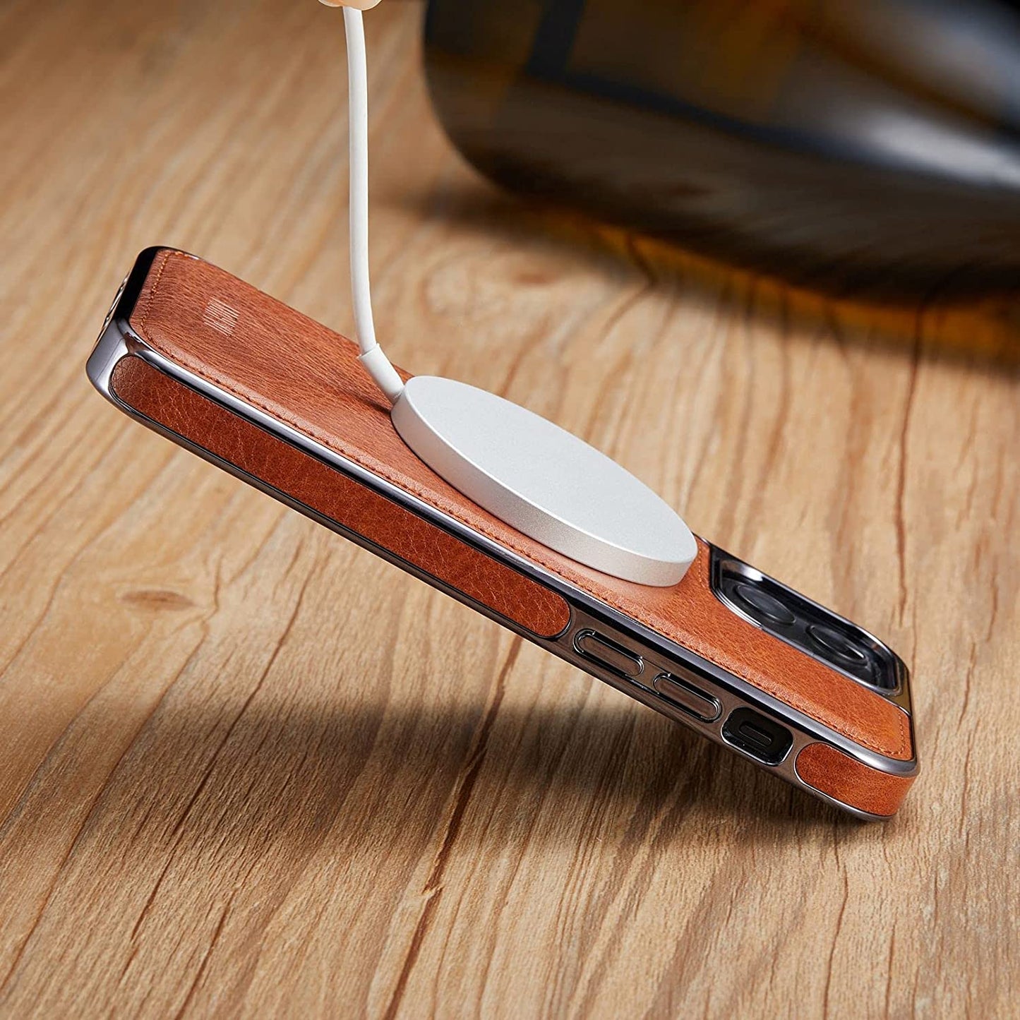 MOHEYO Designed for Iphone 13 Pro Max Case Compatible with Magsafe Charger Magnetic Removable Wallet Card Holder Slim Thin Leather Cover (Brown)  MOHEYO   