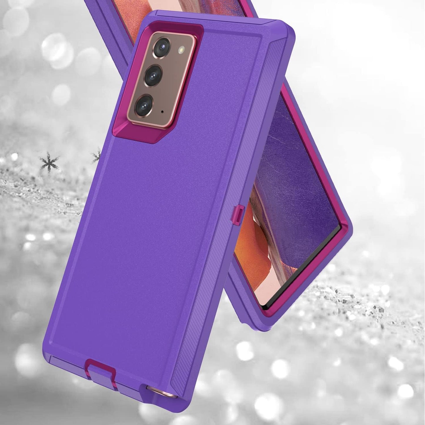 Galaxy Note 20 Case for Samsung Galaxy Note 20 Case Military Drop Shockproof Armor Heavy Duty Rugged 3 in 1 Protection Cover for Galaxy Note 20 Phone Case (Purple+Rose Red)  TORRTOWAY   