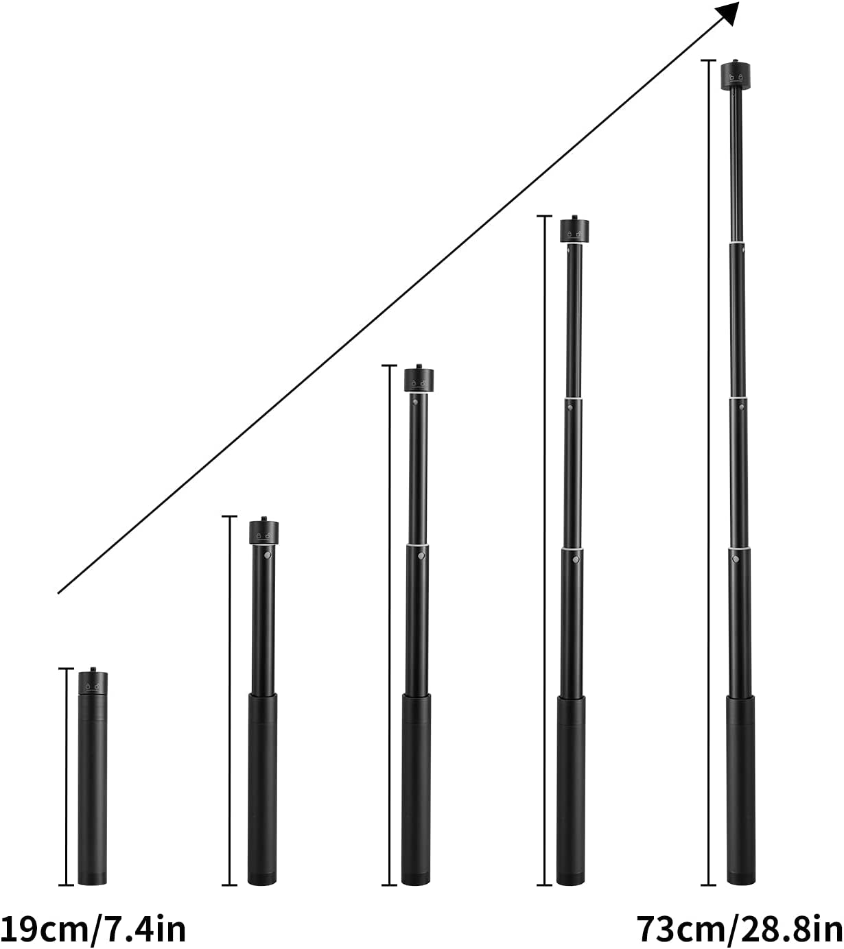 Gimbal Extension Pole, ZHIYUN 29" Extension Rod for Gimbal Stabilizer, Adjustable Selfie Stick with 1/4" Thread Compatible with DJI OM 6/5/4/ Smooth 5 Q3 4/Gopro Vlog Pocket/Go 2 EVO Action Camera  ZHIYUN   