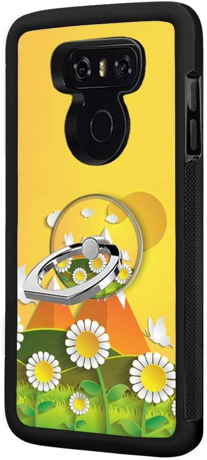 Designed for LG G6 Case,Silicone Slim Shockproof Phone Case with Metal Finger Ring Clasp Suitable for Men and Women, Butterfly  YQCi Moon  