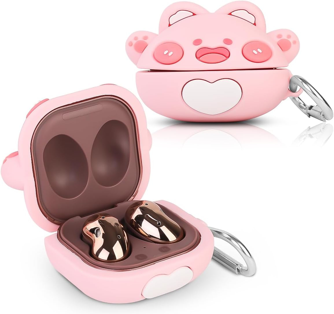 Suublg Silicone Earbuds Case Protective Cover with Keychain for Samsung Galaxy Buds2 Pro Earbuds(2022) /Galaxy Buds 2 (2021) /Galaxy Buds Pro (2021) /Galaxy Buds Live Earphones(2020)  Suublg CutePink  