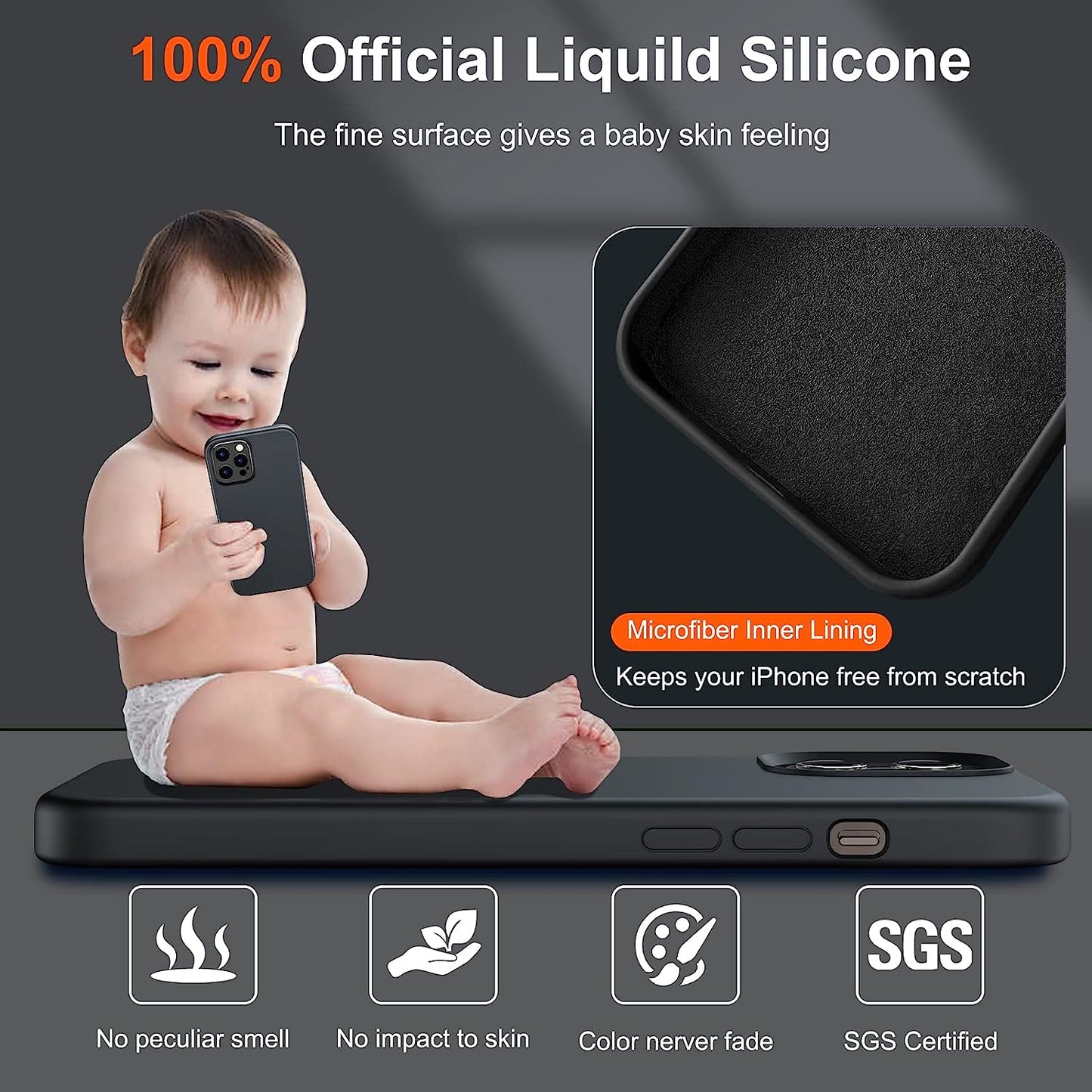 Uyiton [5 In1] Liquid Silicone Iphone 12 Pro Max Case, [Drop Protection] [Full Covered] Shockproof Slim Thin Cover with Microfiber Lining, with 2Xscreen Protector +2Xcamera Lens Protector-Black  Uyiton   