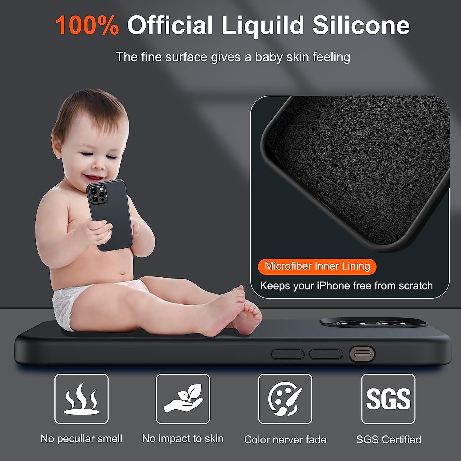 Uyiton [5 In1] Liquid Silicone Iphone 12 Pro Max Case, [Drop Protection] [Full Covered] Shockproof Slim Thin Cover with Microfiber Lining, with 2Xscreen Protector +2Xcamera Lens Protector-Black  Uyiton   