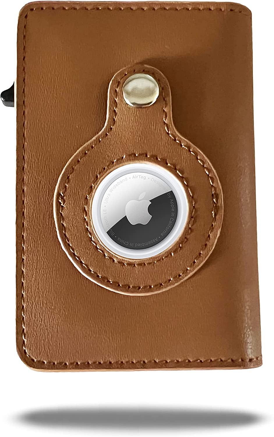 Leather Airtag Wallet RFID Blocking (Trifold, Bifold, and Money Clip Wallets, Black Genuine Leather)  Guangzhou Dolly Import & Export Co., Ltd. Brown Trifold, Bifold, and Money Clip Wallets 