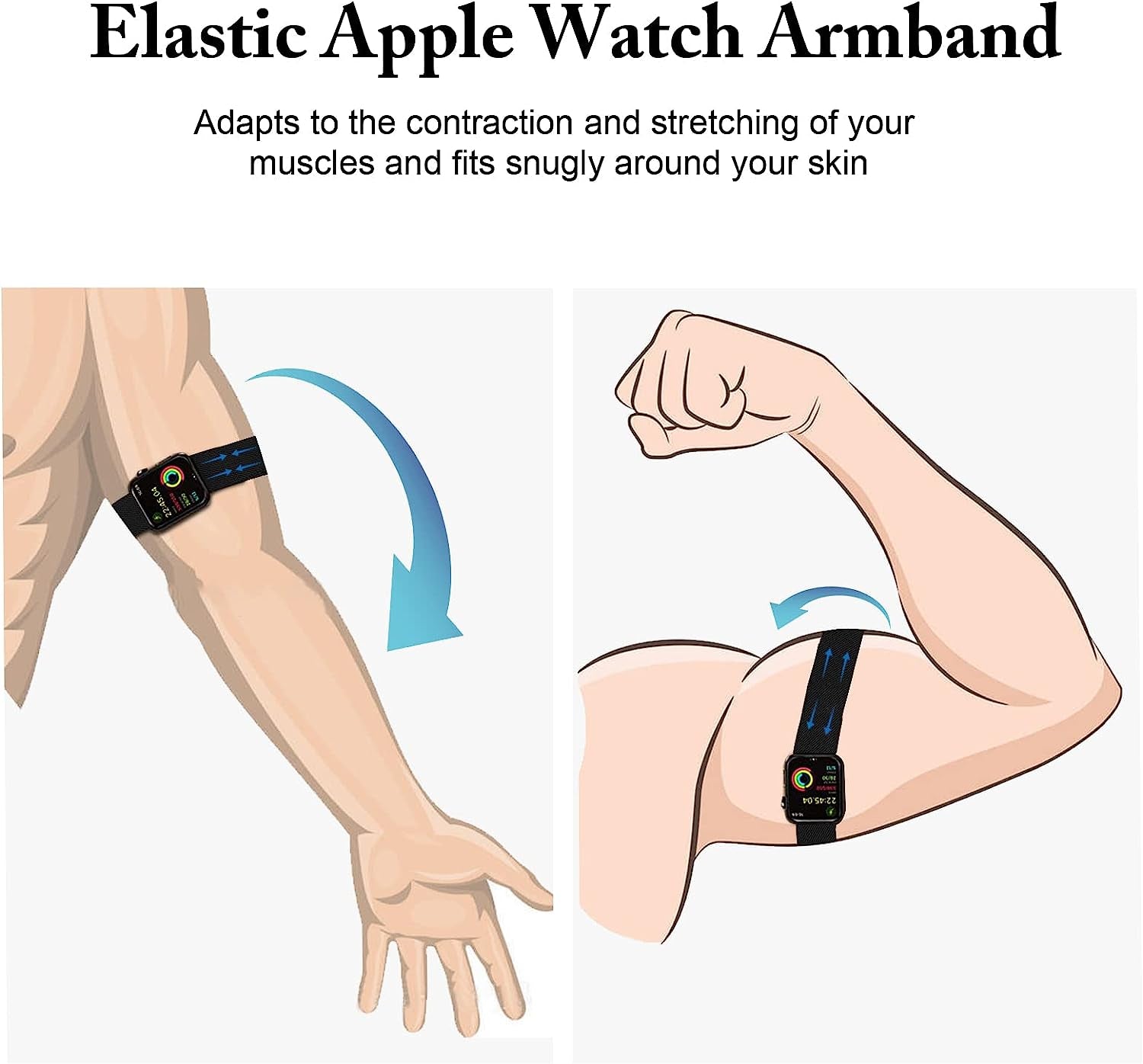 Elastic Ankle/Arm Band Compatible with Apple Watch 49Mm 45Mm 44Mm 42Mm 41Mm 40Mm 38Mm, Breathable Nylon Armband for Iwatch Ultra SE Series 8 7 6 5 4 3 2 1, Sport Loop Ankle Strap for Women Men  Keepamor   