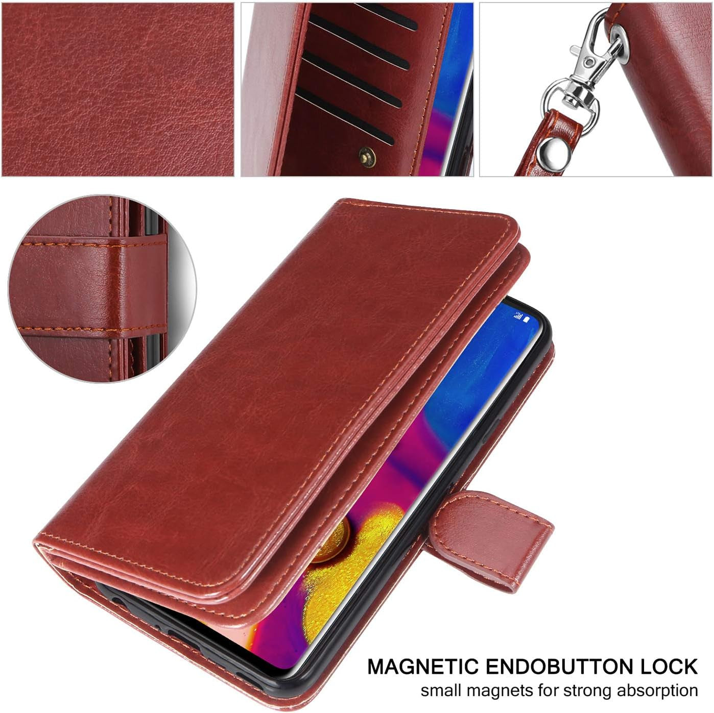 TILL for LG V40 Thinq / V40 Storm Case, LG V40 Thinq / V40 Storm [PU Leather] Flip Wallet Case [Cash & Card Slot Holder] [Kickstand] Detachable Magnetic Folio Protective Case Cover [Brown]  TILL   