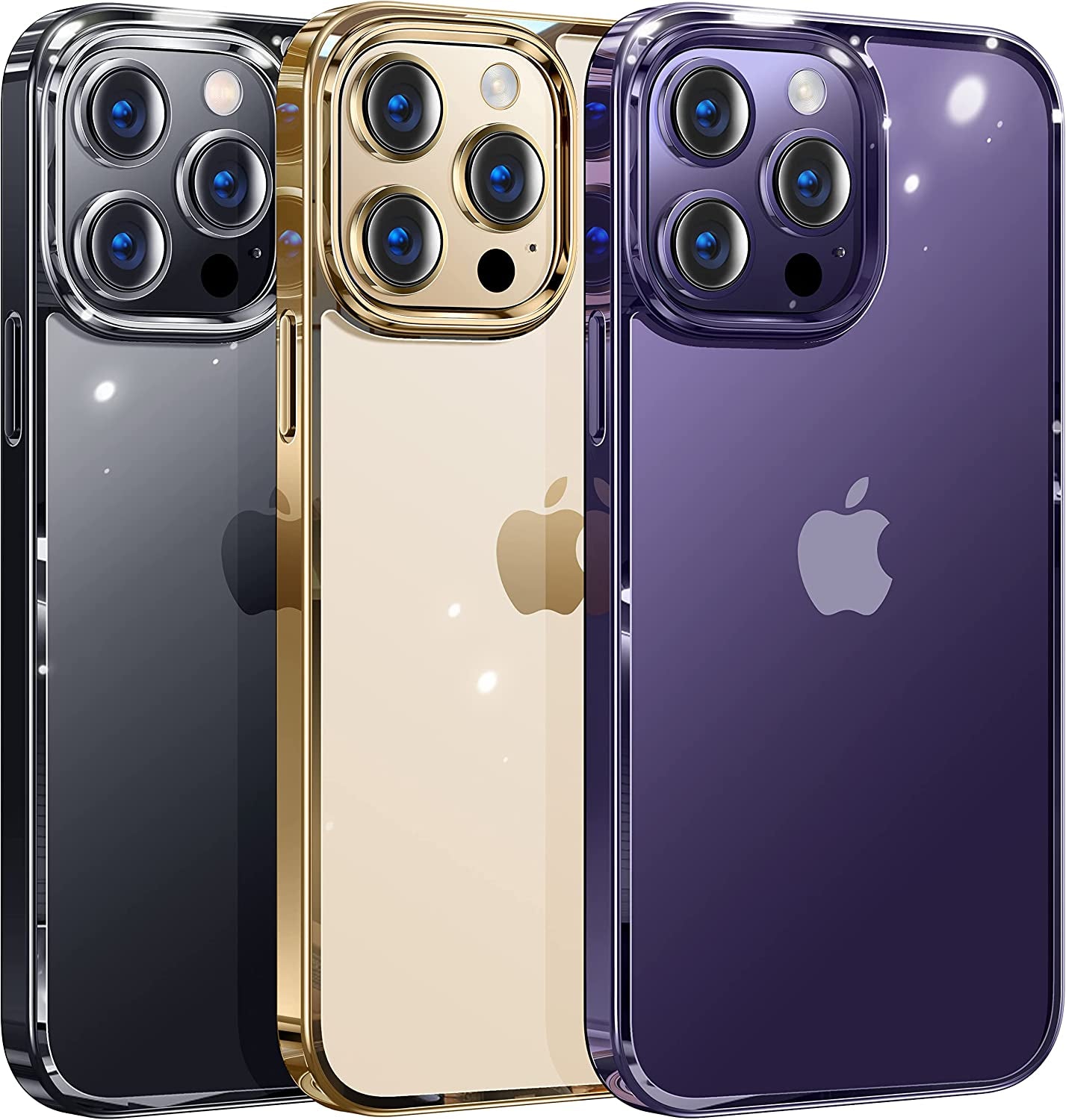 Alphex Invisible Clear Case for Iphone 14 Pro [Look as Caseless] [Never Yellowing] 8FT Military Grade Protective Soft Glossy Bumper Matte Slim Women Men Phone Cover 6.1 Inch, Silver  Alphex Deep Purple  