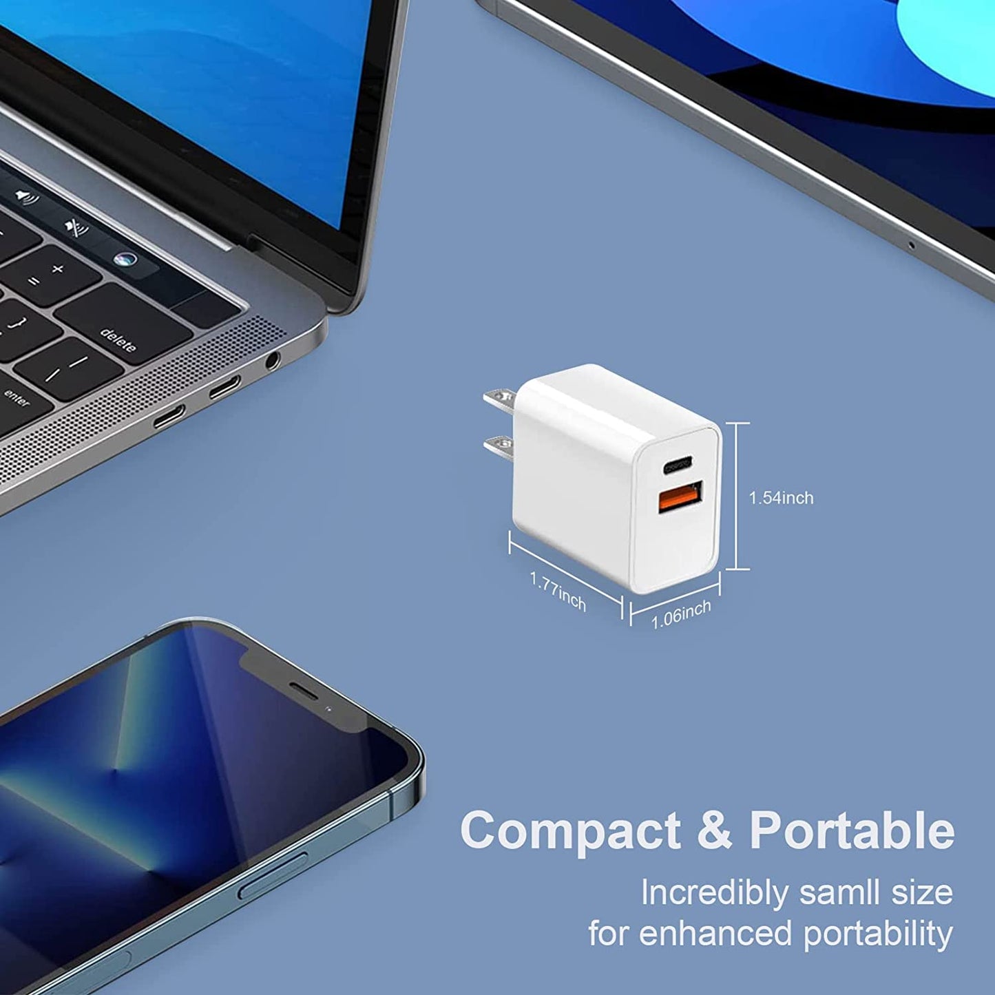 [Apple Mfi Certified] Iphone Fast Charger,2Pack 20W Dual Port PD3.0 USB-C + USB-A Power Delivery Wall Charger Block Plug for Iphone 14/13/13Pro Max/12 Mini/12 Pro Max/11/Xs/Xr/X/8,Ipad,Airpods Pro Max  Shenzhen Xihuida Electronics Co., Ltd   