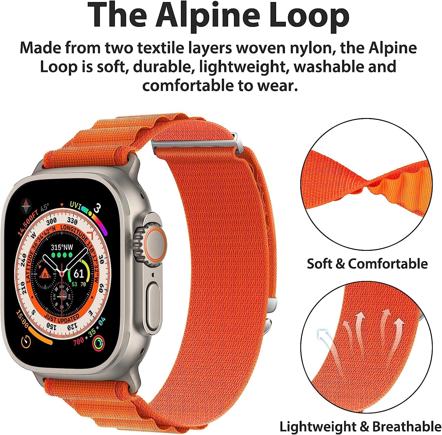 SVISVIPA 6 Pack Alpine Loop Bands Compatible with Apple Watch Ultra 49Mm 45Mm 44Mm 42Mm 41Mm 40Mm 38Mm, Nylon Sport Wristband for Men Women, Titanium C-Hook Strap for Iwatch Series 8 7 6 5 4 3 2 1 SE  SVISVIPA   