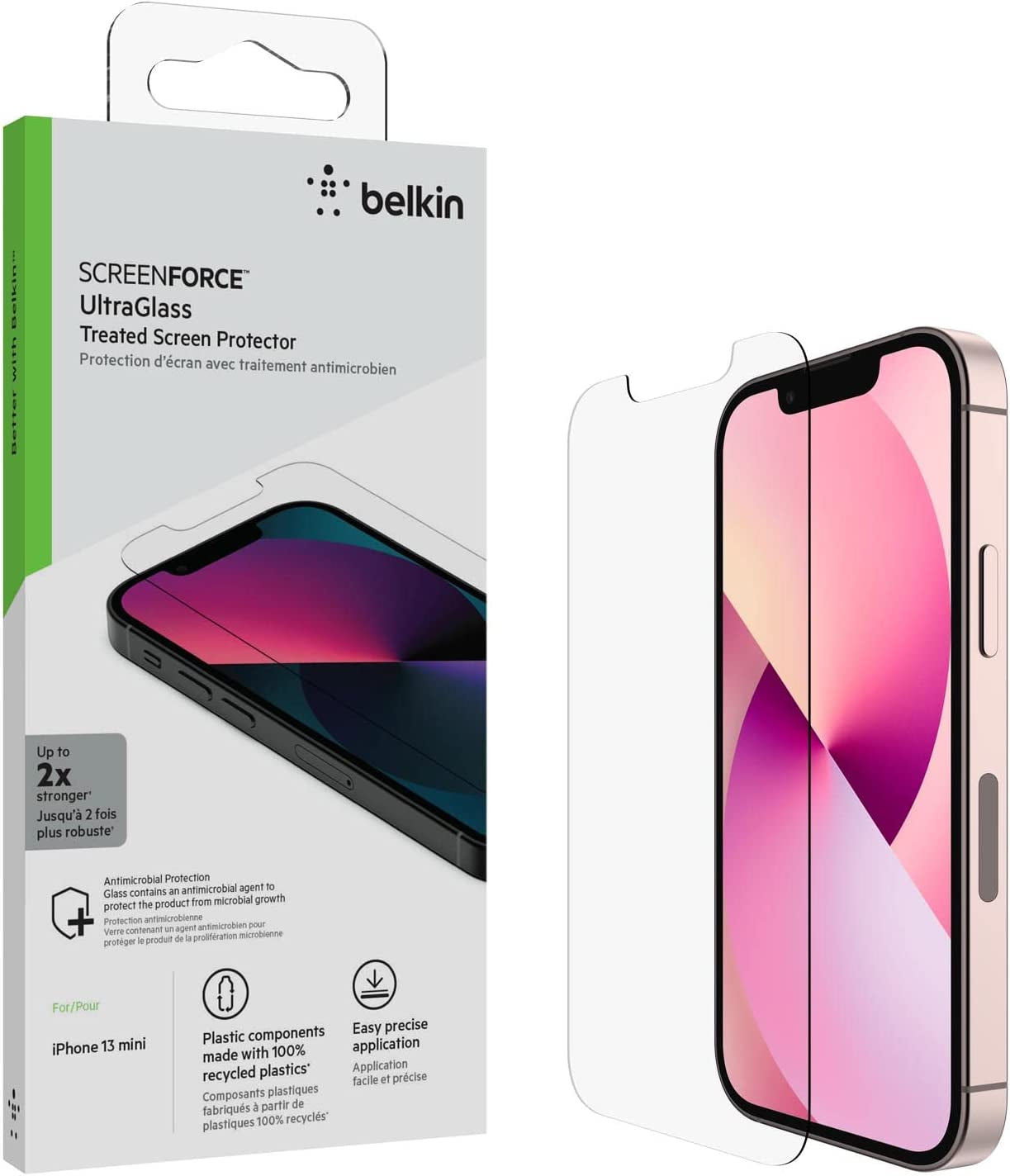 Belkin Tempered Glass Privacy Screen Protector 2-Pack for Iphone 14, Iphone 13, Iphone 13 Pro - Installation Guide Tray Included for Easy Application - Crystal Clear Glass Screen Protector  Belkin   