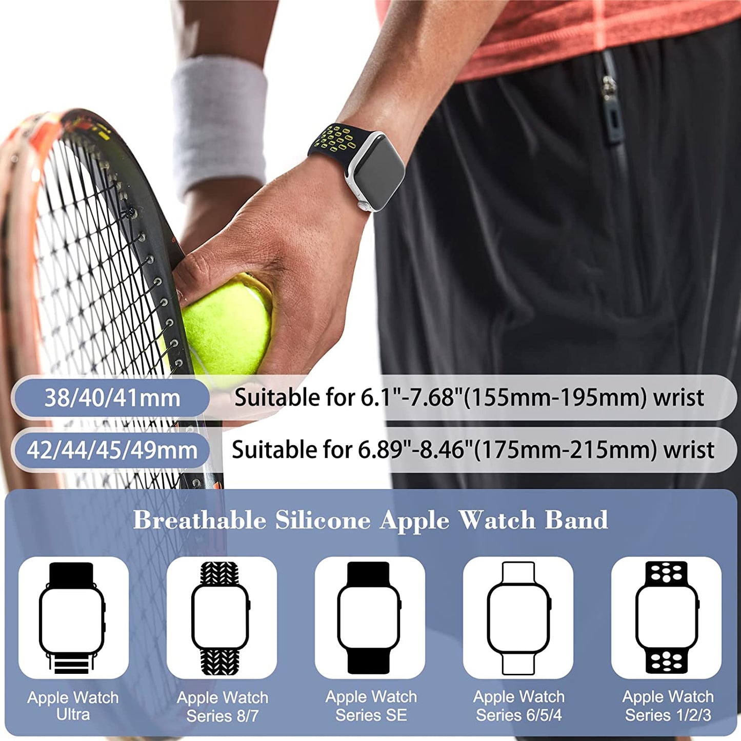 Shalila 4 Pack Sport Bands Compatible with Apple Watch Band 49Mm 45Mm 44Mm 42Mm 41Mm 40Mm 38Mm for Men Women, Silicone Breathable Wristband Replacement Strap for Iwatch Ultra Series 8/7/SE/6/5/4/3/2/1  Shalila   