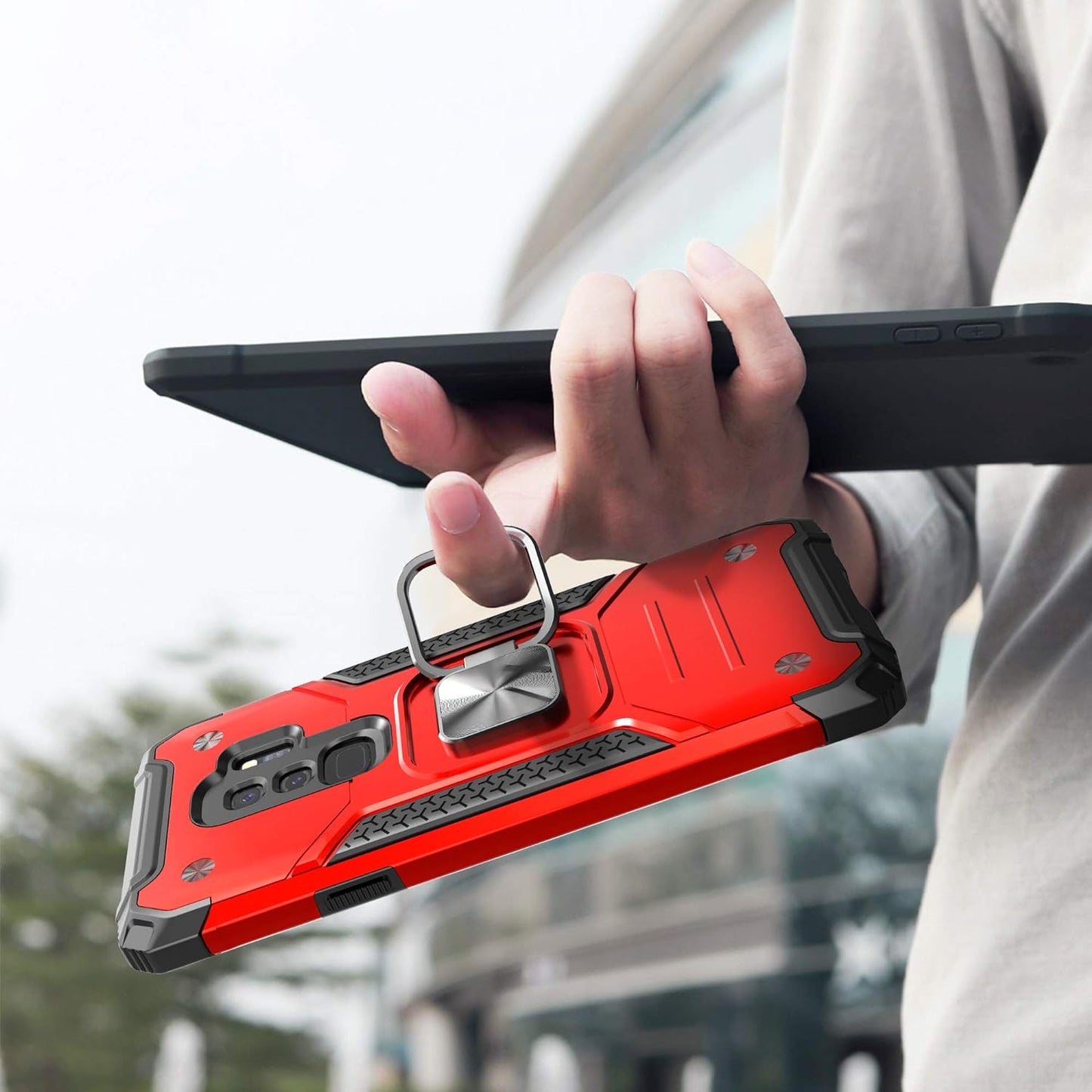 Idystar Galaxy S9 plus Case, Hybrid Drop Test Cover with Car Mount Kickstand Slim Fit Shockproof Protective Phone Case for Samsung Galaxy S9 Plus, Red  IDYStar   