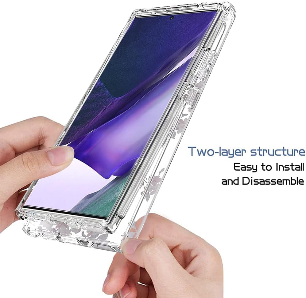 Zoeirc Case for Galaxy Note 20 Ultra 5G, Samsung Note 20 Ultra Clear Case, TPU 360 Full Body Shockproof Hybrid Bumper Crystal Clear Phone Case Cover for Samsung Galaxy Note 20 Ultra (Rose Flower)  Zoeirc   