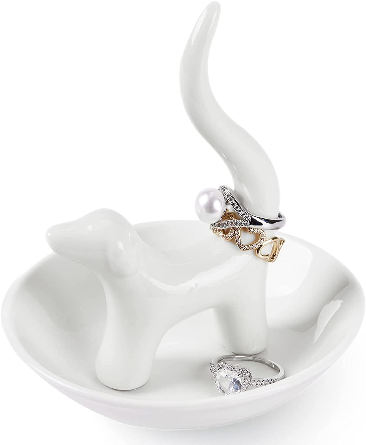 Piudee Hand Ring Holder Dish Jewelry Holder, I LOVE YOU Hand Ring Stand Engagement Wedding Ring Holder, Anniversary Wedding Valentine'S Day Gifts for Her Him Husband Wife Girlfriend Bride Gift  Piudee Dog  