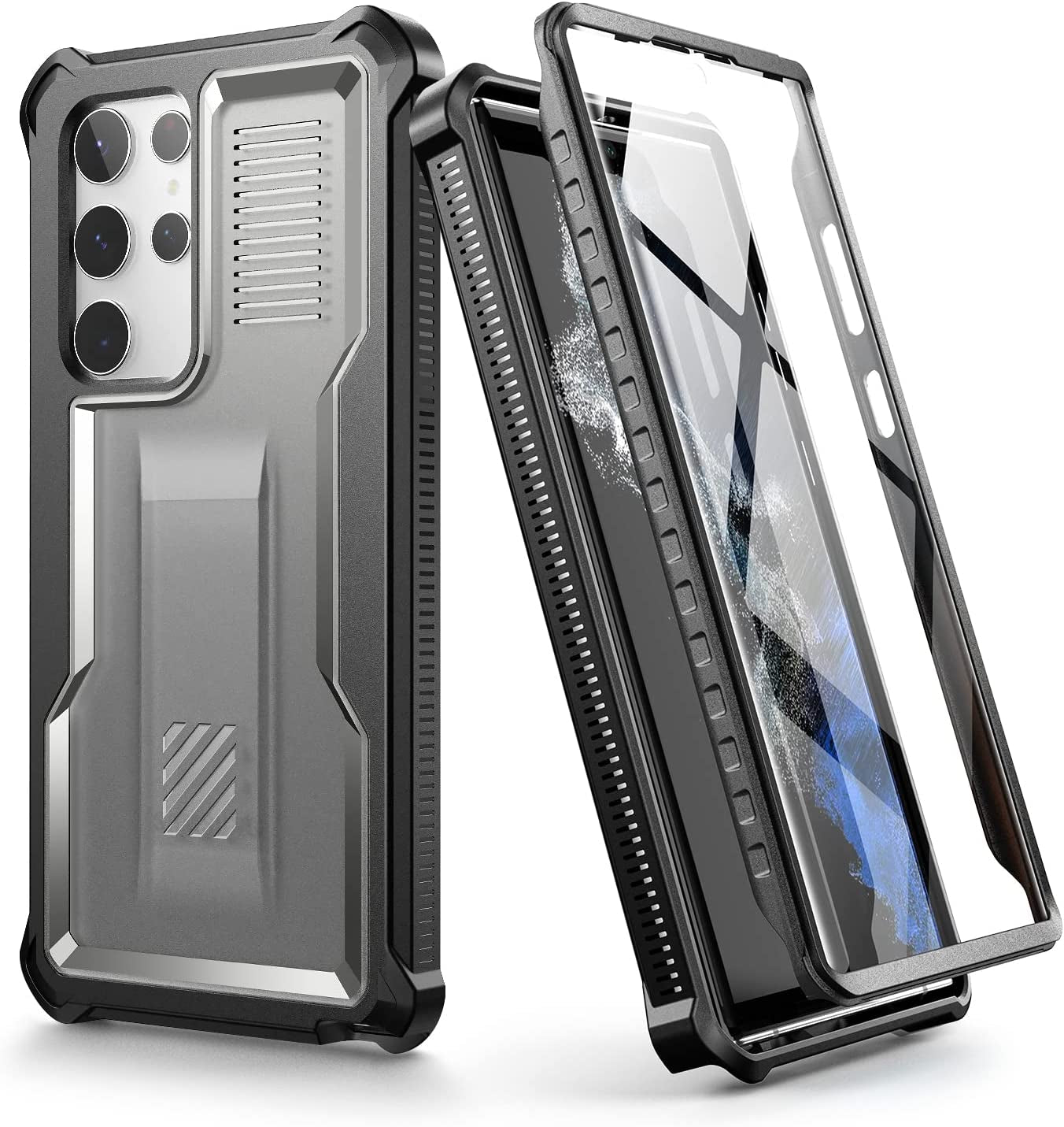 Dexnor for Samsung Galaxy S22 Ultra Case with Screen Protector,Translucent 360 Full Body Rugged Protective Shockproof Hard Cover Heavy Duty Defender Bumper for Samsung Galaxy S22 Ultra 5G 6.8''-Black  Dexnor   