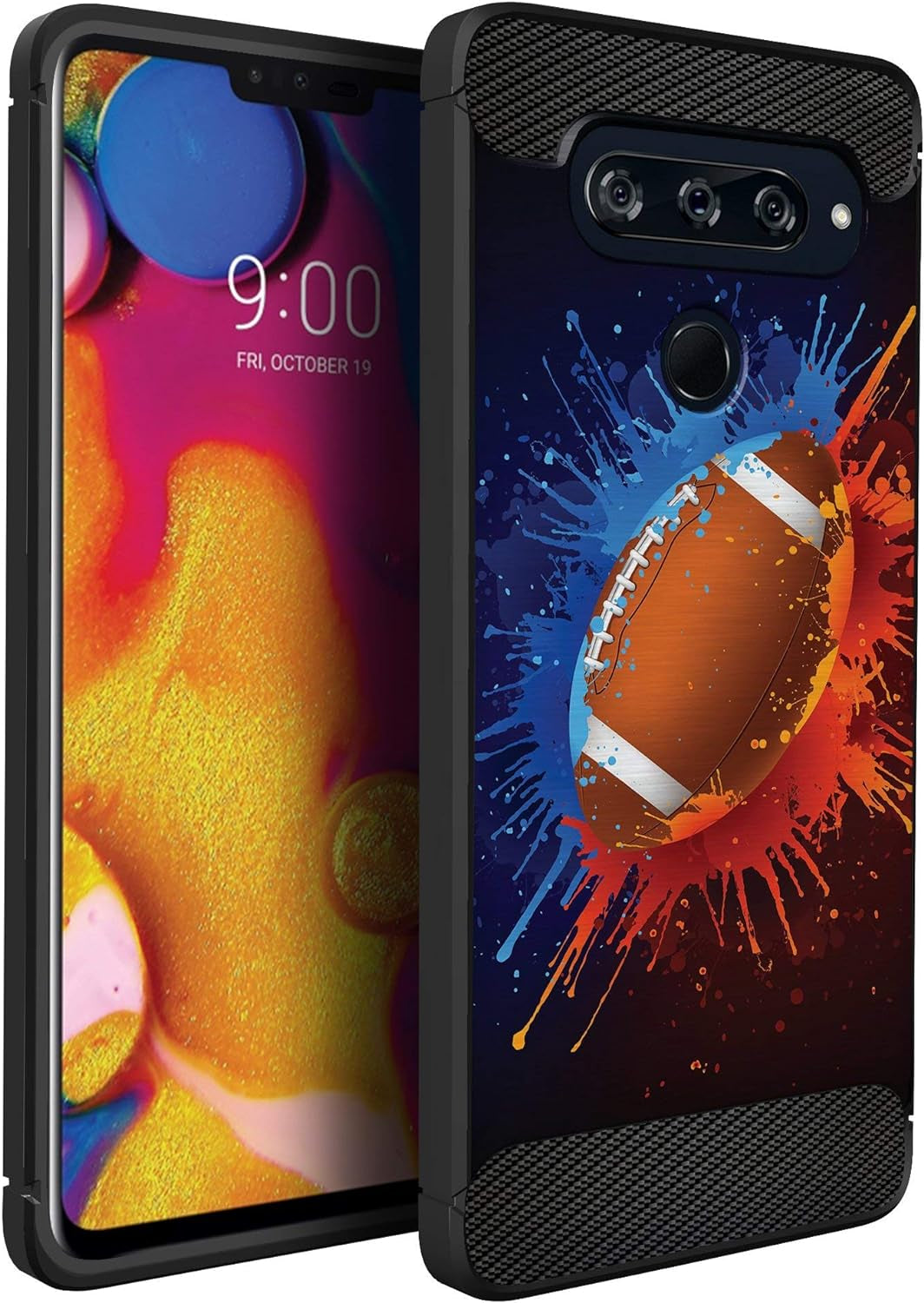 Casesondeck Sports Case Compatible with LG V40 Thinq- Flex Max Matte TPU Perfect Fitted Case Slim and Elegant (Soccer Fire)  CasesonDeck Football  