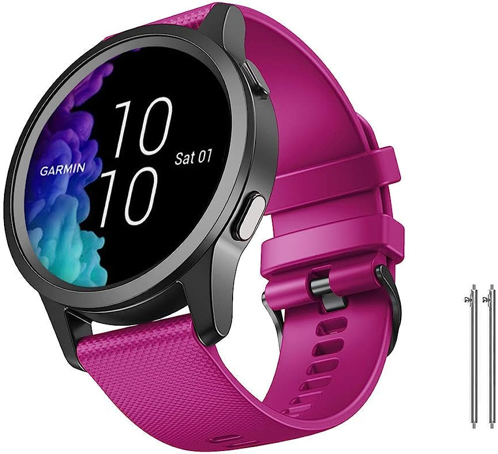 Notocity for Garmin Venu/Venu 2 Plus/Venu Sq/Venu Sq 2/ Vivoactive 3 Watch Band, 20Mm Quick Release Silicone Strap for Forerunner 245/645, Vivoactive HR, Approach S40/S42  NotoCity fushcia Small 