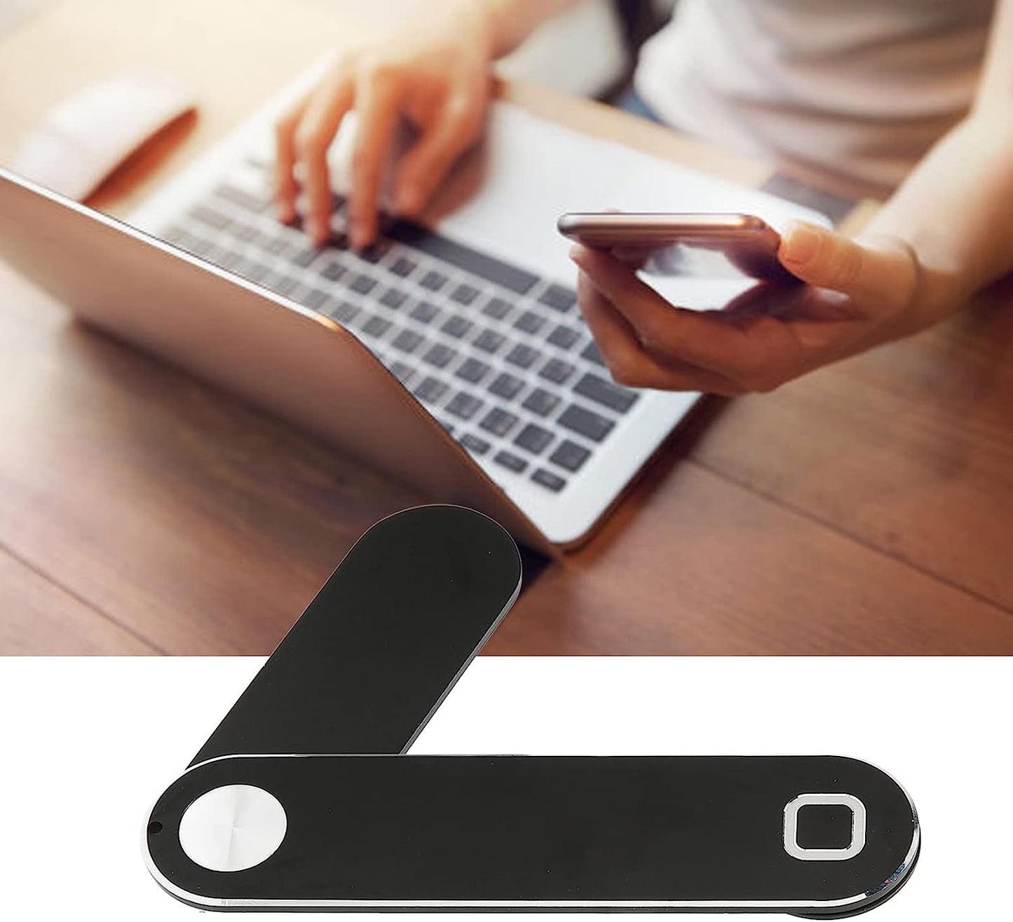 Dpofirs Magnetic Laptop Phone Holder for Laptop, Foldable Laptop Side Mount Clip Universal for All Mobile Phones, Computer Monitor Side Phone Mount(Black)  Dpofirs   