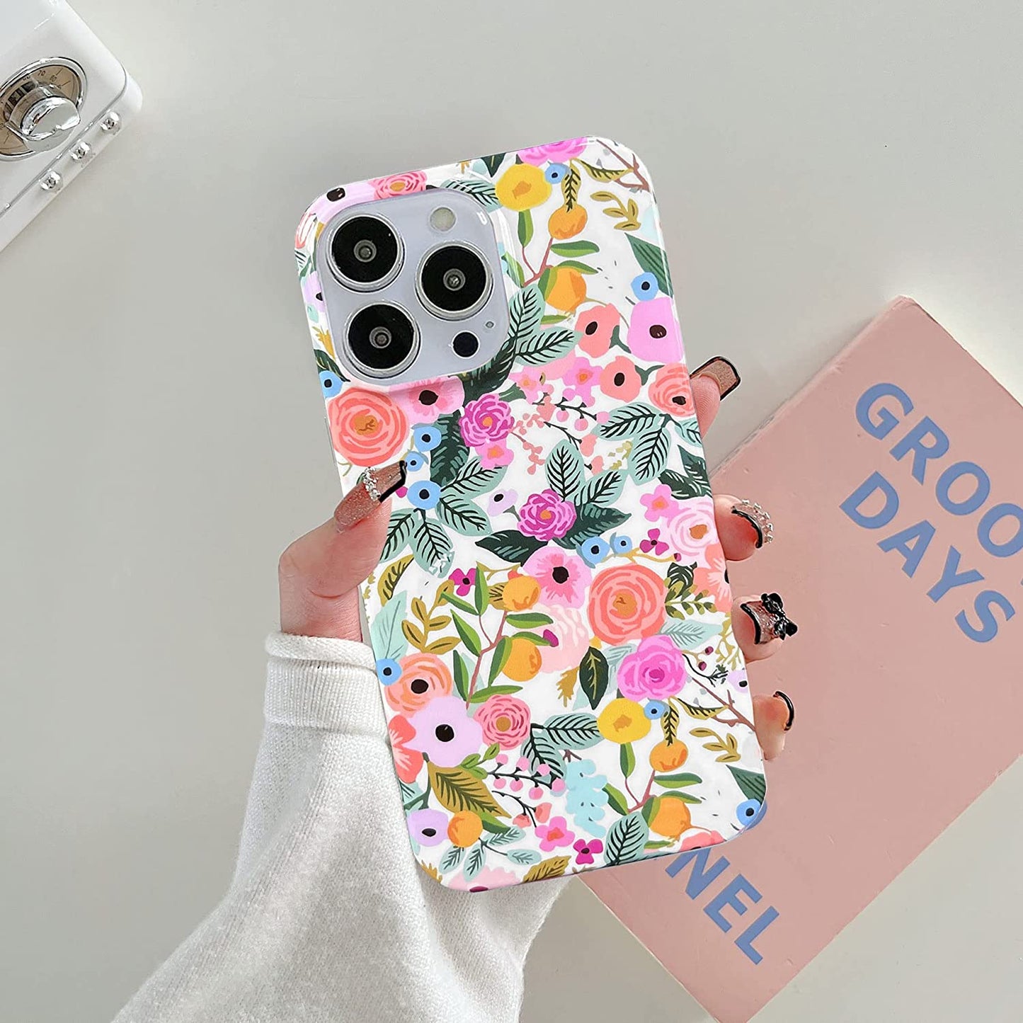 J.West Compatible with Iphone 14 Pro Max Case Soft Shockproof Cute Floral Phone Protective Cover for Women, Garden Flower Pattern Design Slim Fit Anti-Scratch 6.7" Phone Case for Girl  J.west   
