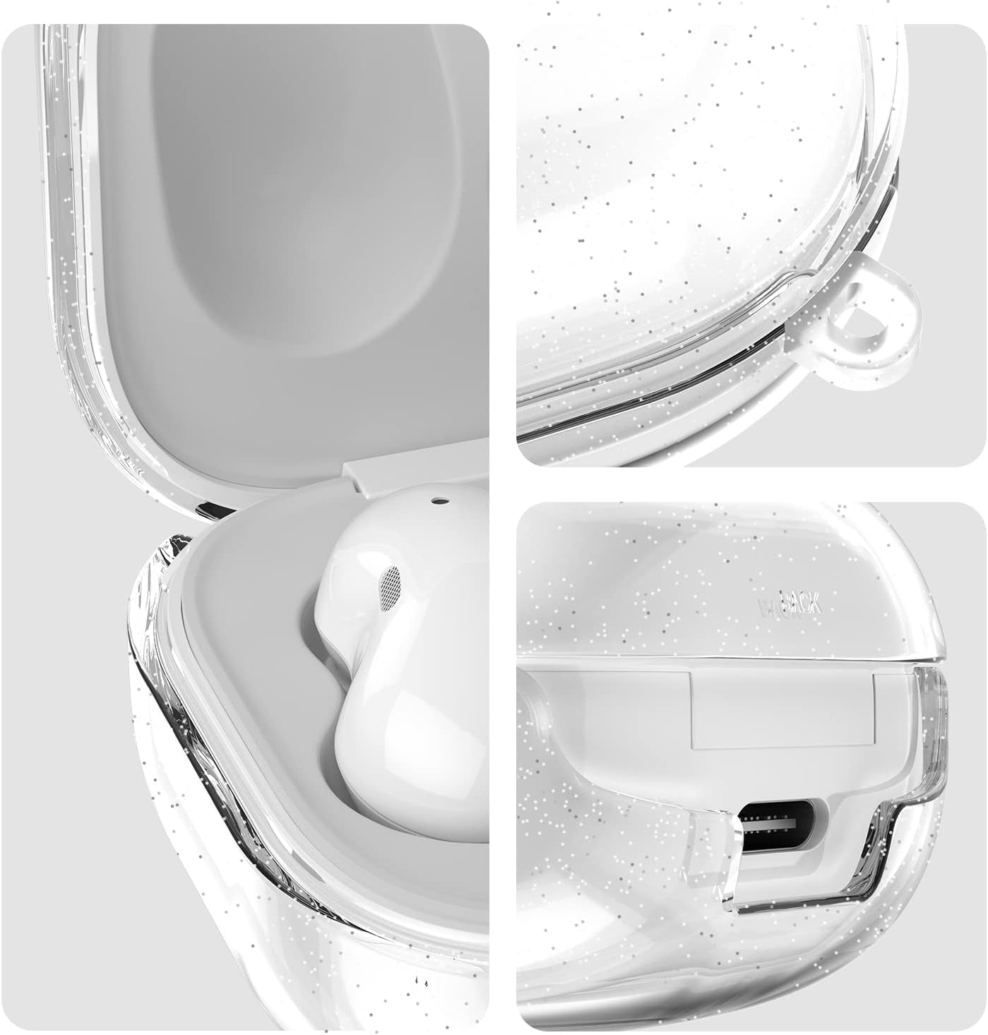 AIIKO Compatible Galaxy Buds 2 Pro Case 2022/Galaxy Buds 2/Pro Case 2021 /Galaxy Buds Live Case 2020 Clear Soft TPU Shockproof Case Protective Cover for Samsung Earbuds with Keychain - Glitter Clear  AIIKO   