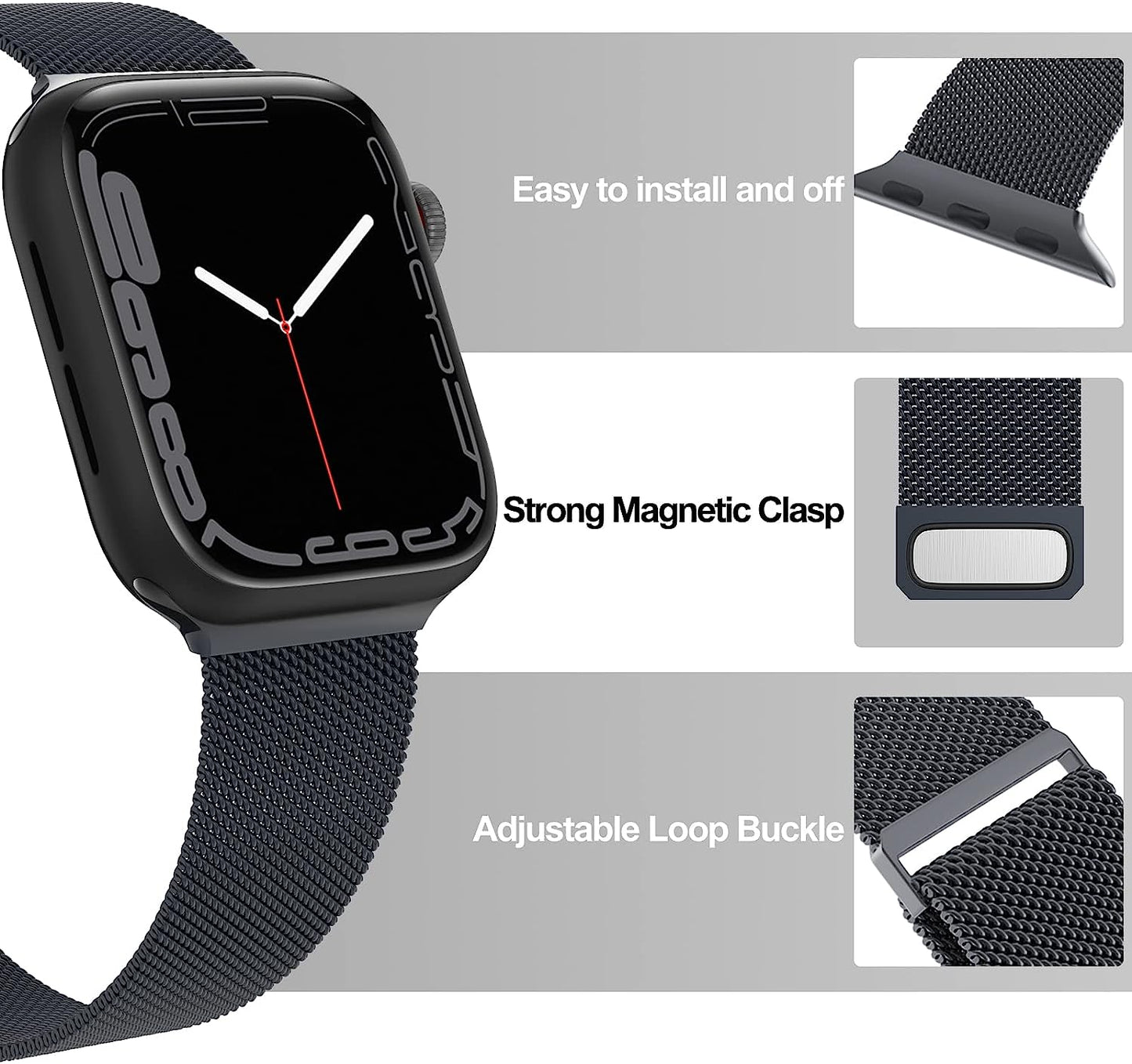 EPULY Compatible with Apple Watch Band 42Mm 44Mm 45Mm 49Mm 38Mm 40Mm 41Mm,Stainless Steel Mesh Loop Magnetic Clasp Bands for Iwatch Ultra Series 8 SE 7 6 5 4 3 2 1 Women Men--49Mm/49Mm/45Mm/44Mm/42Mmm Space Grey.  EPULY   