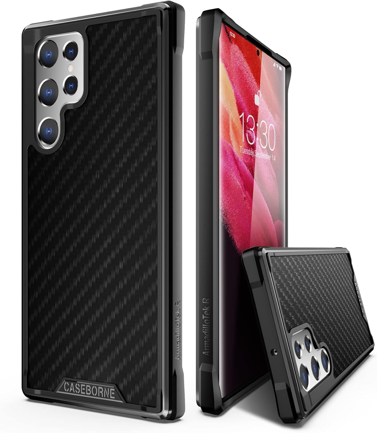 Caseborne R Series Compatible with Samsung Galaxy S22 Ultra 5G Case - Shockproof Protective, Military 12Ft Drop Tested, Durable Aluminum Frame - Aramid Fiber - Black  CaseBorne   